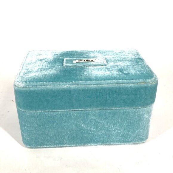 MIUMIU Logo jewelery case Accessory Case Pouch Box accessory case velvet blue - Picture 1 of 12